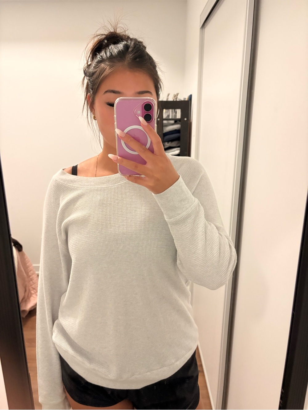 tna white waffle long sleeve/crewneck